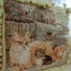 Cats in the Garden Needlepoint Pillow