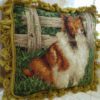 Collie Dog in Green Grass Needlepoint Pillow