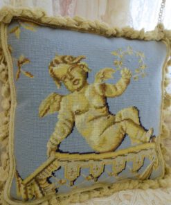 Needlepoint Pillow Whimsical Cherub