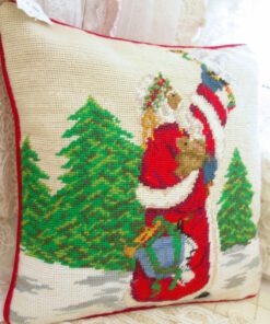 Santa Claus Christmas Needlepoint Pillow