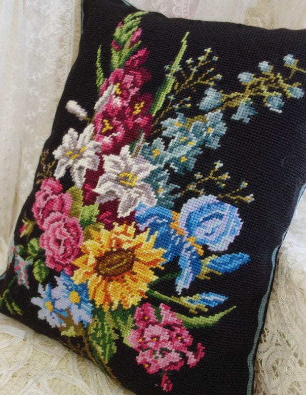 Sunflowers Needlepoint Pillow- Roses Needlepoint Pillow