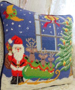 Santa Needlepoint Pillow for Christmas