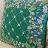 Trellis Pattern Green Floral Needlepoint Pillow