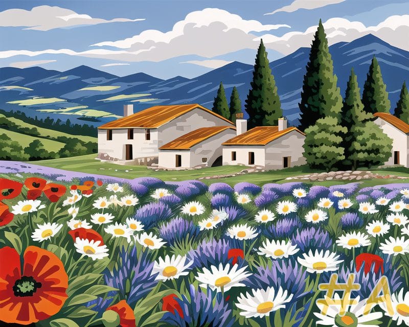 Lavender Fields Landscape Needlepoint Canvas