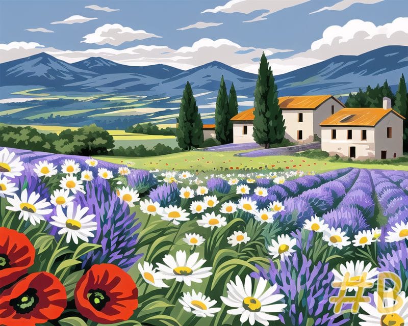 Lavender Fields Landscape Needlepoint Canvas