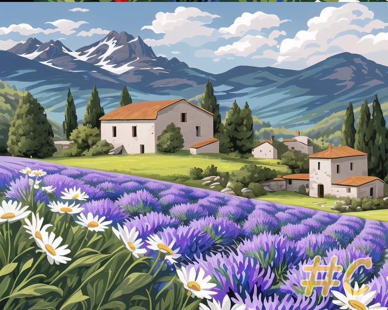 Lavender Fields Landscape Needlepoint Canvas