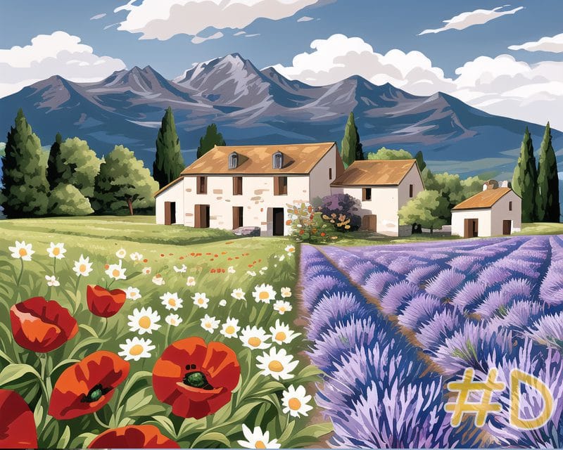 Lavender Fields Landscape Needlepoint Canvas