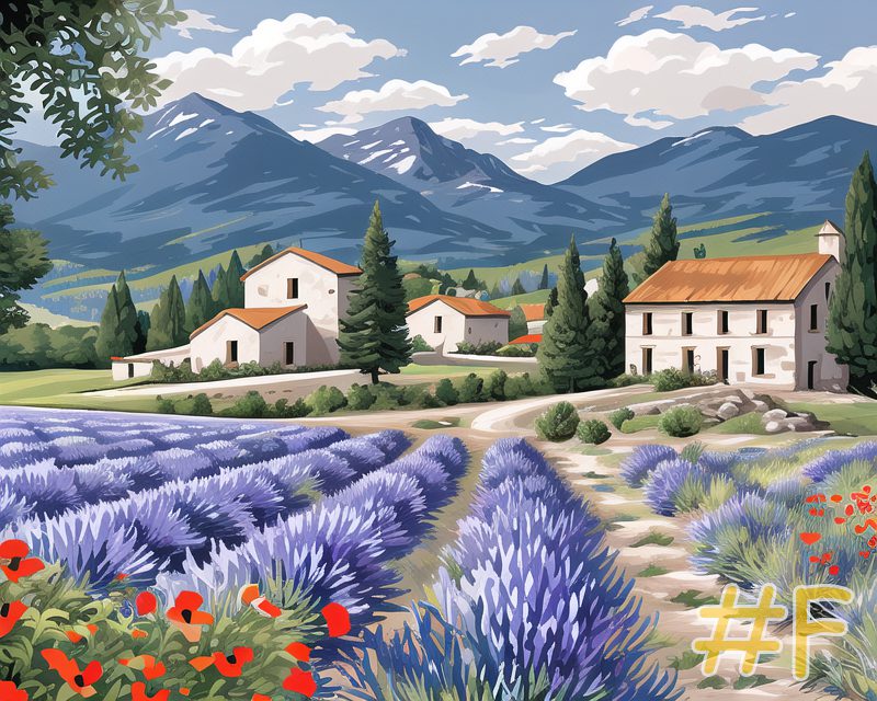 Lavender Fields Landscape Needlepoint Canvas