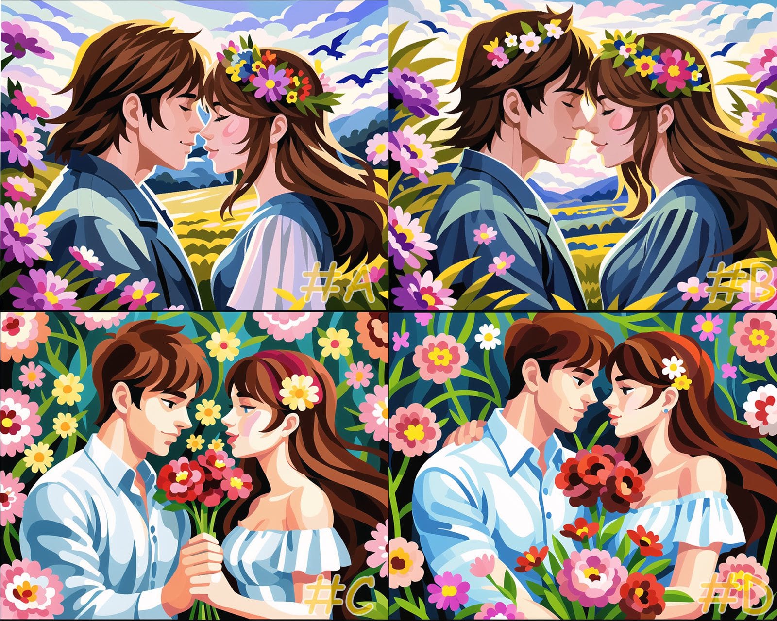 Couple in Flowers Needlepoint Canvas