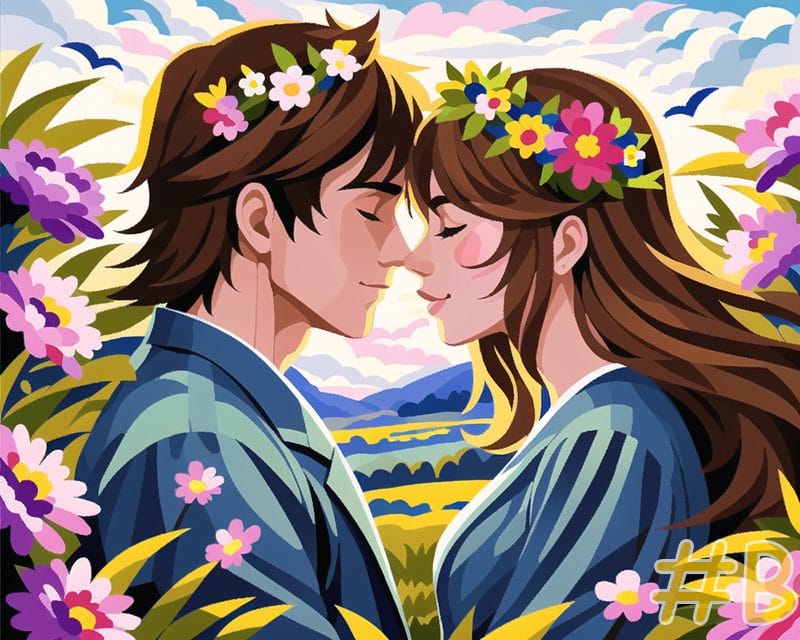 Couple in Flowers Needlepoint Canvas