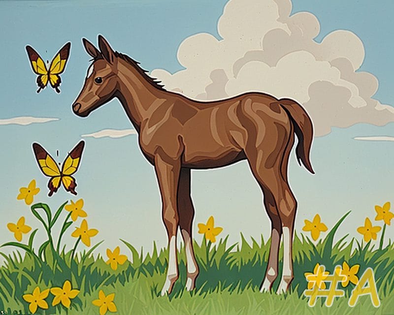 Playful Foals in a Flower Field