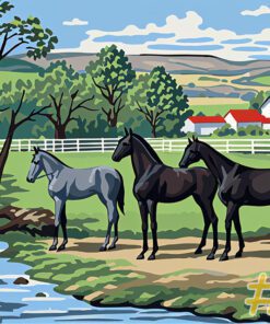 Majestic Horses by the Stream Product Title