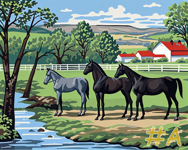 Majestic Horses by the Stream Product Title