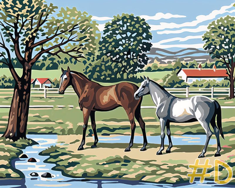 Majestic Horses by the Stream Product Title