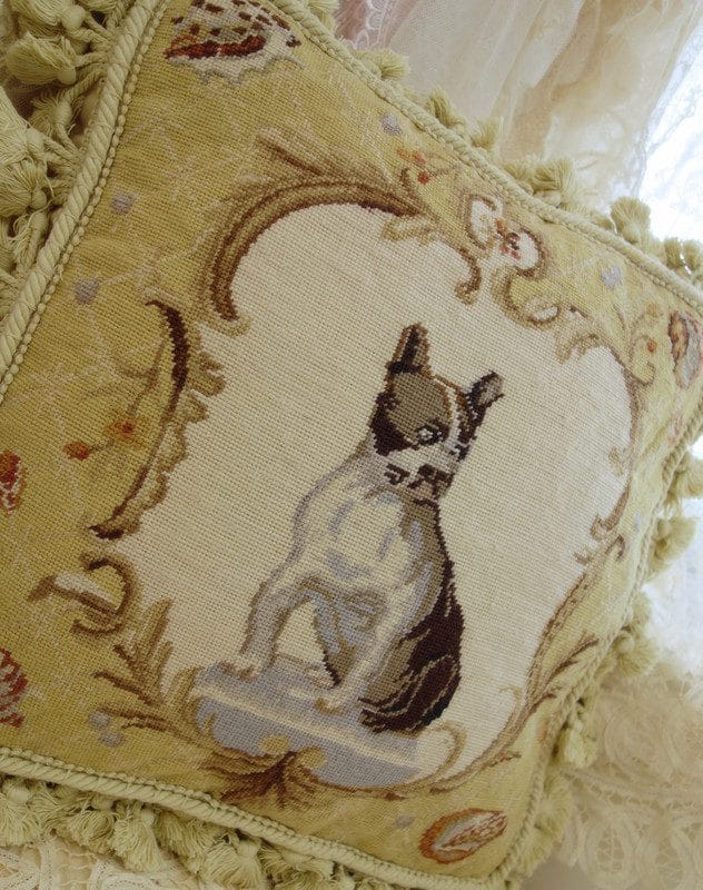 Boston Terrier Needlepoint Pillow