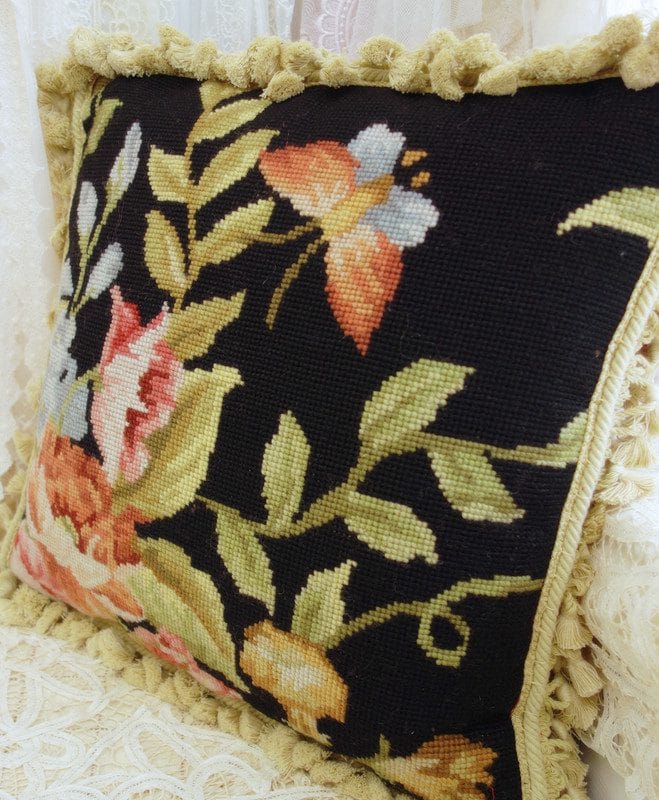 Vintage Garden Needlepoint Pillow