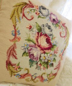 Vintage Floral Needlepoint Pillow