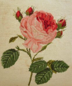 Pink Rose Needlepoint Pillow