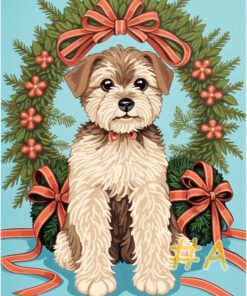 Festive Puppy with Holiday Wreath Canvas