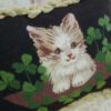 Kitten in Clover Needlepoint Pillow