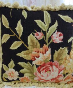 Victorian Rose Needlepoint Pillow