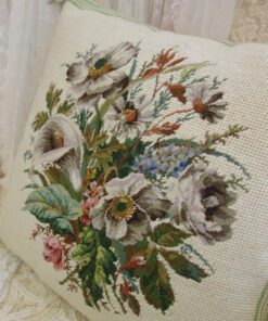 Mixed Floral Needlepoint Pillow