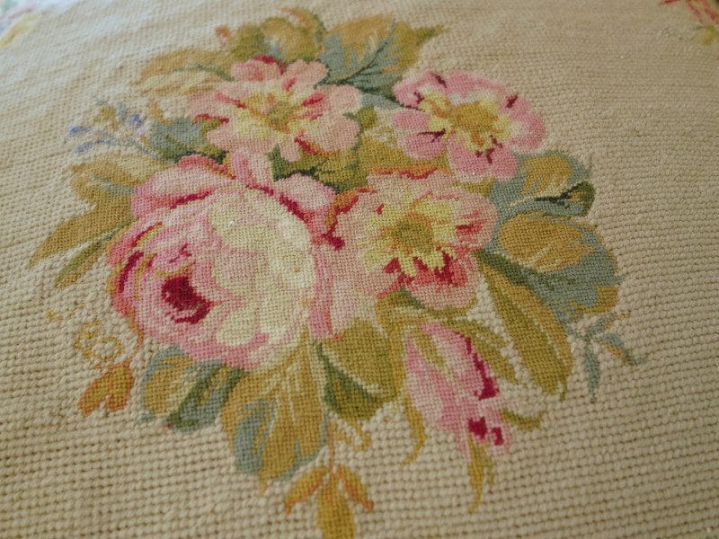 Needlepoint Pillow Floral Needlepoint Beige Beigeroses