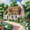 Quaint Cottage Needlepoint Canvas – Idyllic English Countryside Design