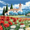 Hometown Church with Wildflowers Needlepoint Canvas