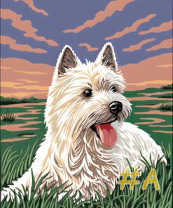 West Highland Terrier at Sunset Needlepoint Canvas