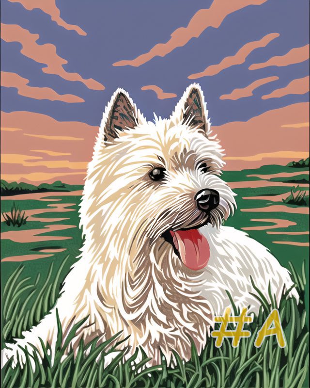 West Highland Terrier at Sunset Needlepoint Canvas