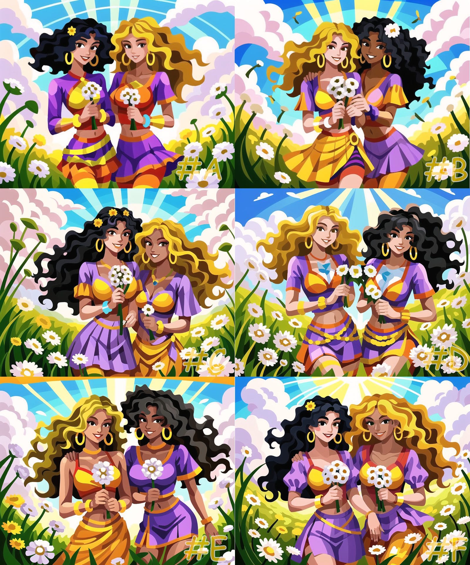 Needlepoint Canvas: Two Women In Daisy Field