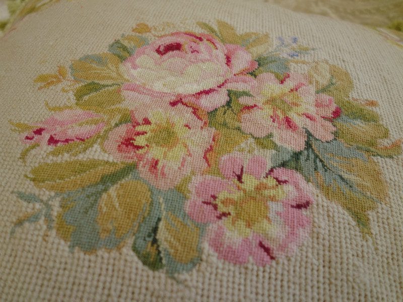 Needlepoint Pillow Floral Needlepoint Beige Beigeroses