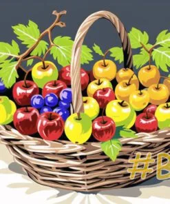 Fruit Basket Needlepoint Canvas – Vibrant Fruit Arrangement Design