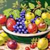 Fruit Basket Needlepoint Canvas – Vibrant Fruit Arrangement Design