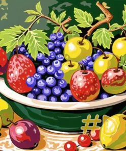 Fruit Basket Needlepoint Canvas – Vibrant Fruit Arrangement Design