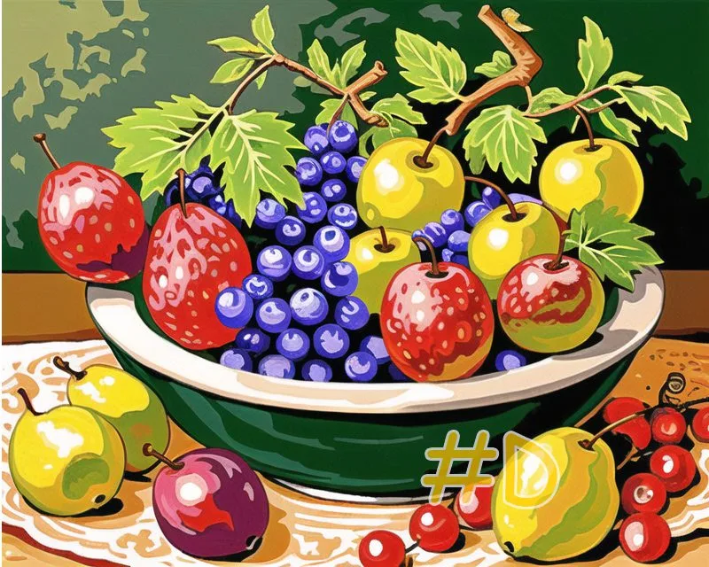 Fruit Basket Needlepoint Canvas – Vibrant Fruit Arrangement Design