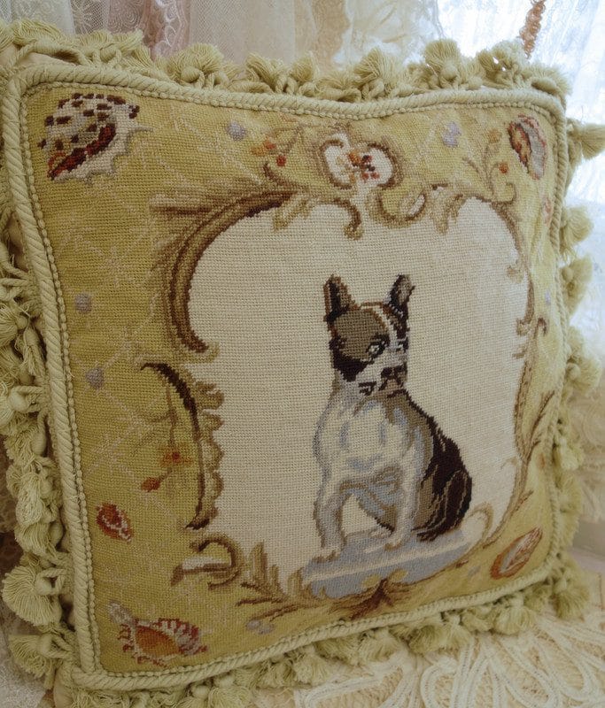 Boston Terrier Needlepoint Pillow