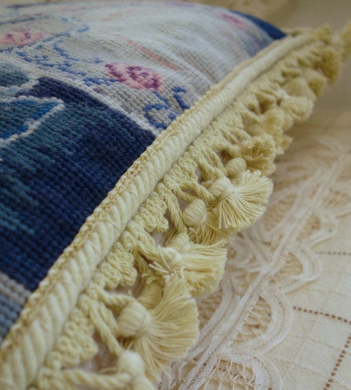Teapot and Dishes Needlepoint Pillow