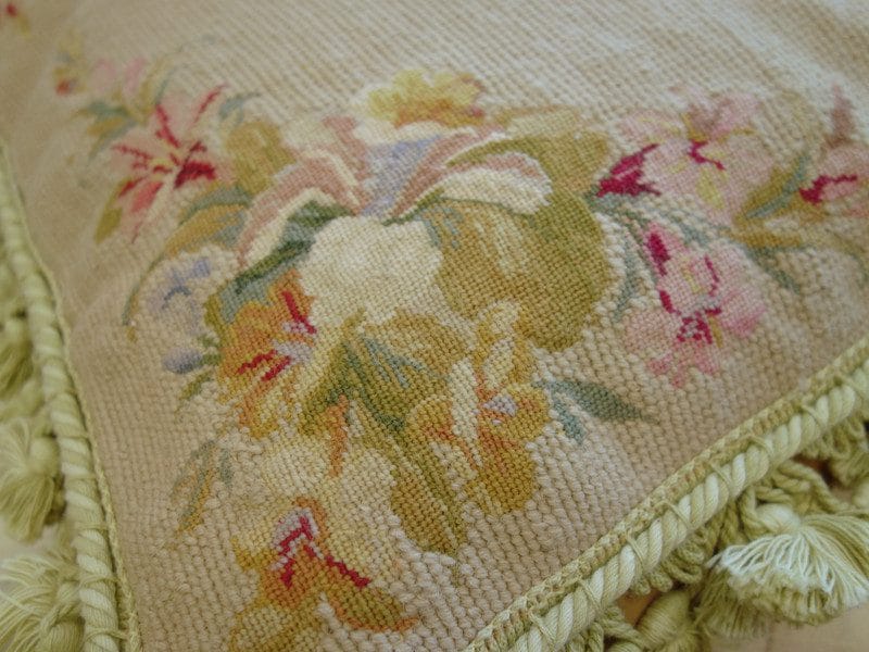Needlepoint Pillow Floral Needlepoint Beige Beigeroses