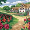 Country Cottage Rose Path Needlepoint Canvas