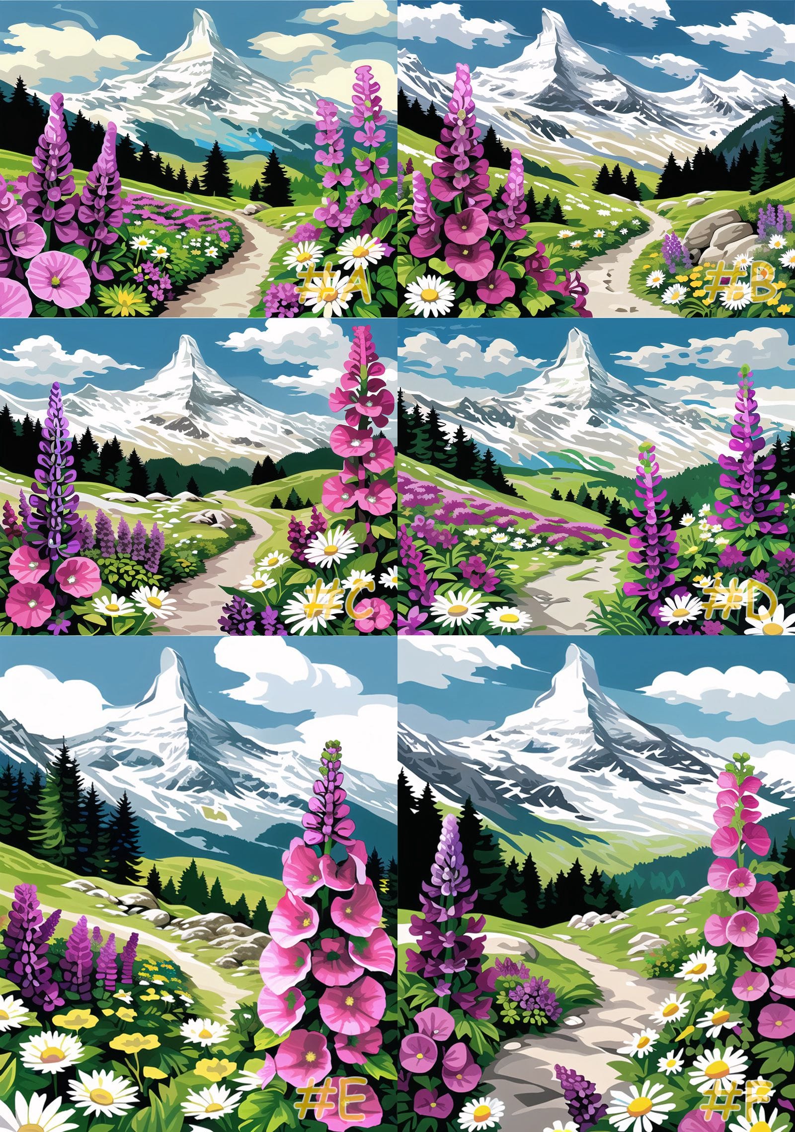 Alpine Wildflower Meadow,needlepoint canvas