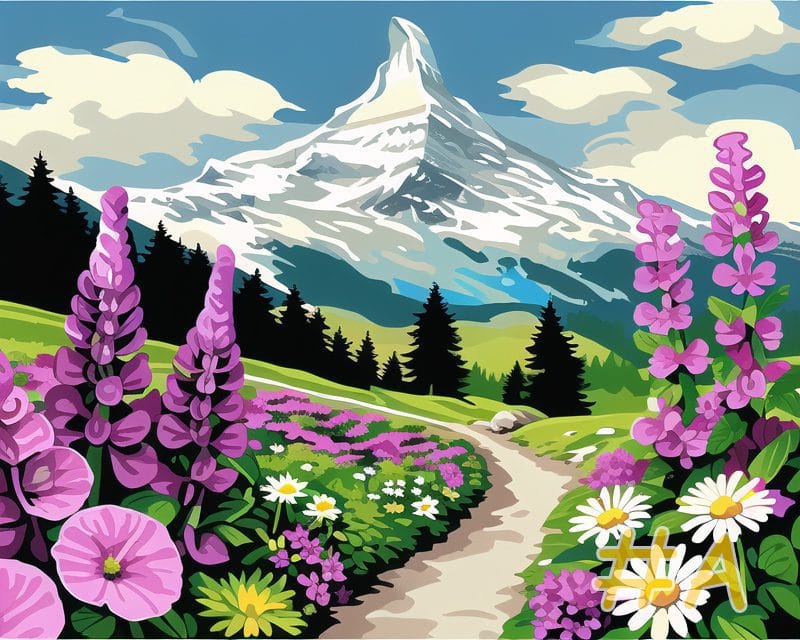 Alpine Wildflower Meadow,needlepoint canvas
