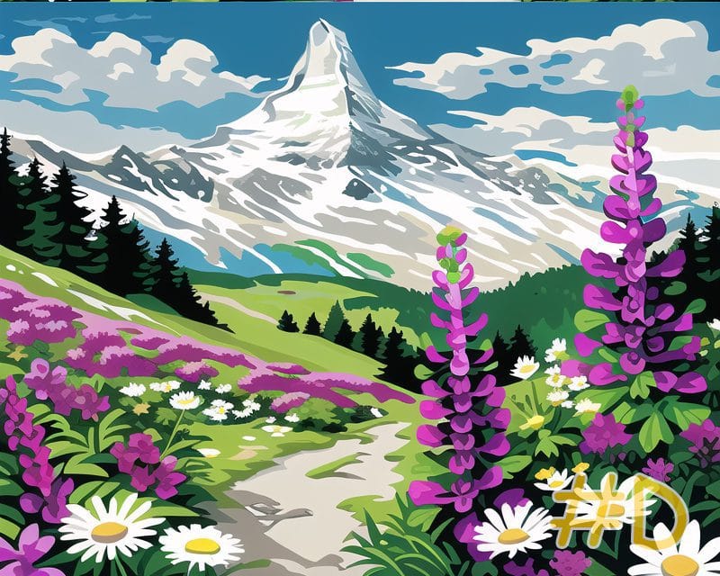 Alpine Wildflower Meadow,needlepoint canvas