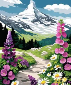 Alpine Wildflower Meadow,needlepoint canvas