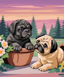 Flower Pot Puppies Needlepoint Canvas