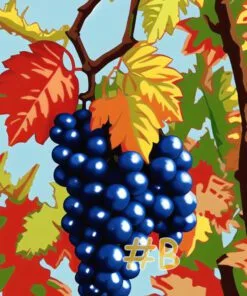 Autumn Grapes and Leaves Needlepoint Canvas