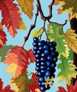 Autumn Grapes and Leaves Needlepoint Canvas