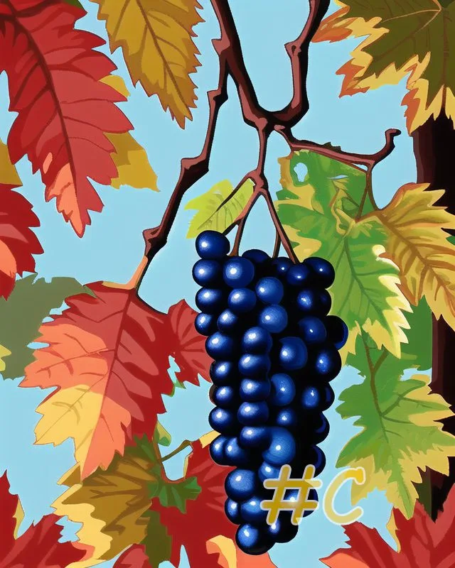 Autumn Grapes and Leaves Needlepoint Canvas