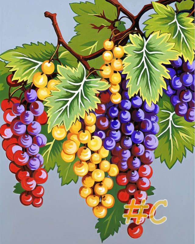 Multi-Colored Grapes Needlepoint Canvas